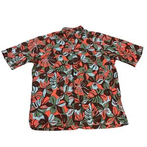 Reyn Spooner Joe Kealoha Hawaiian Orange Blue‎ Shirt Mens Small Tropical Vintage